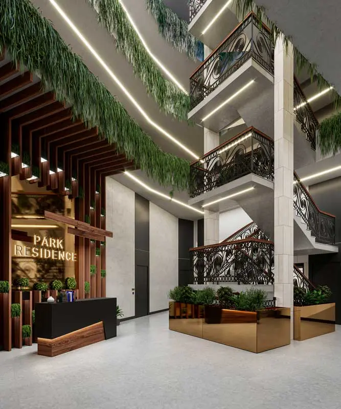 First hotel-type building in Kragujevac, with an atrium hall, a reception and two elevators.